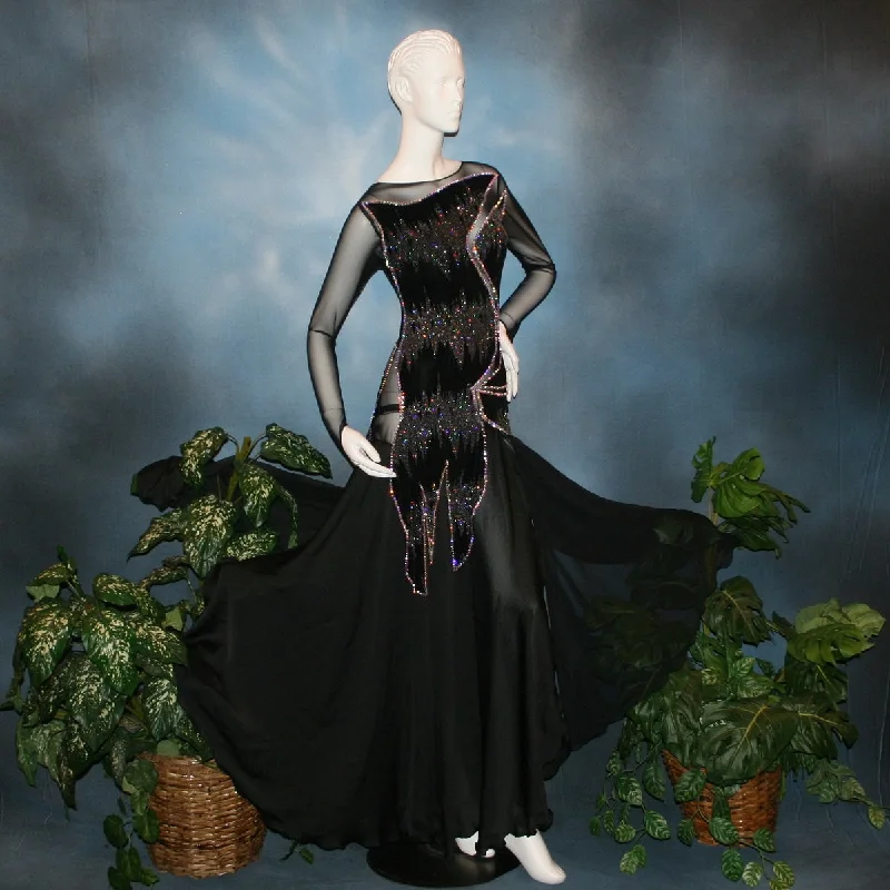 Black Converta Ballroom Dress with 3 Skirts-Aashni Tunics Gym athletic