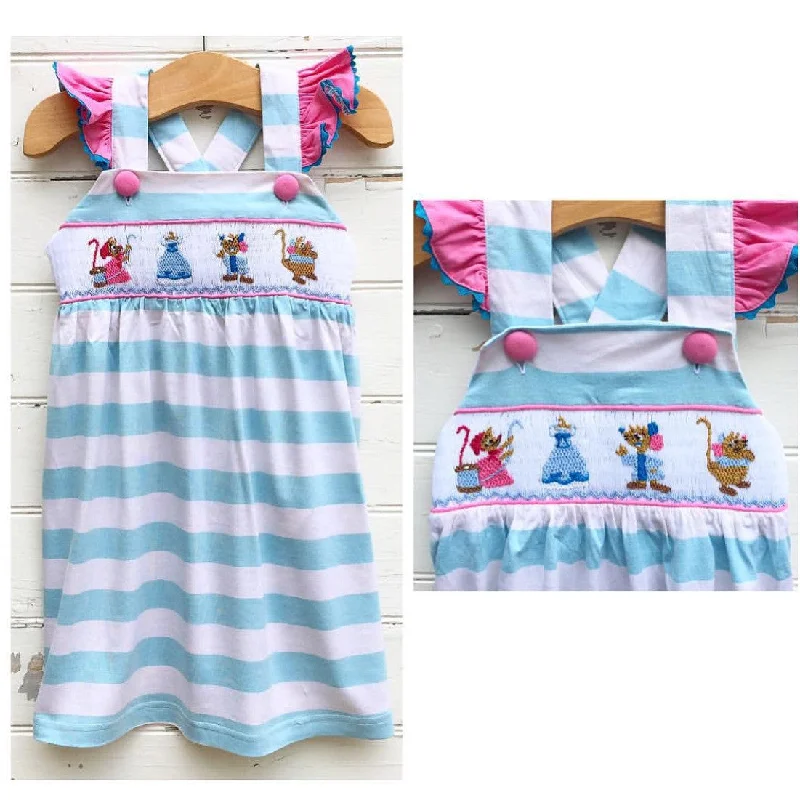 Smocked Cinderelly's Mice Dress Tunics Distressed trendy