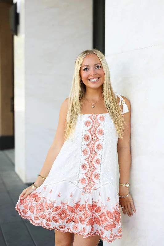 The Orange You Glad Embroidered Eyelet Shift Dress Tunics Cozy comfortable