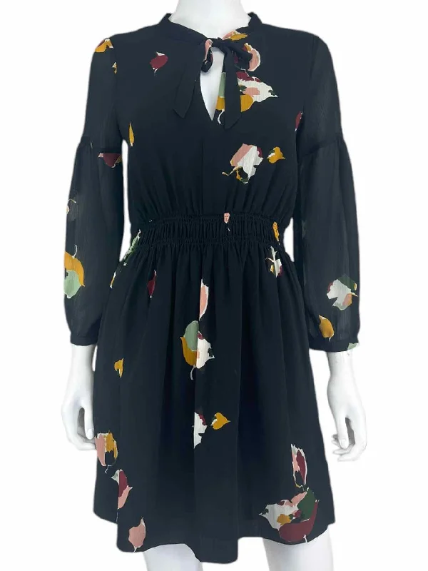 Madewell Black Abstract Floral Dress Size 4 Tunics Chic fashionable