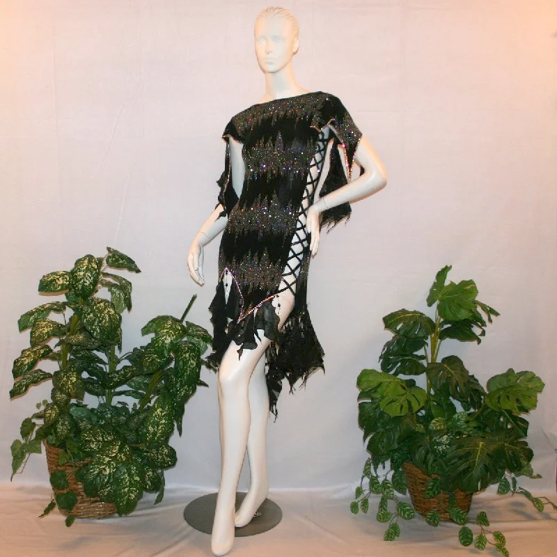Black Latin-Rhythm-Tango Dress-Kuntsa Tunics Lace romantic