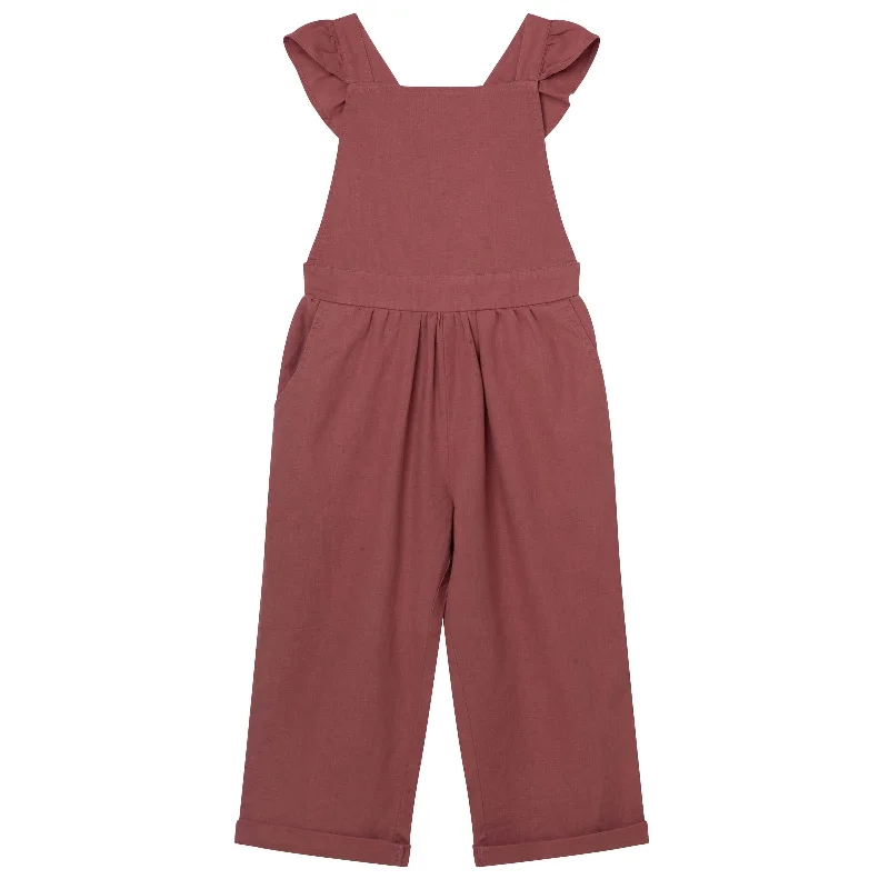 Frill Strap Jumpsuit - Redwood Wide-leg denim jumpsuit, Casual chic, Trendy, Comfortable