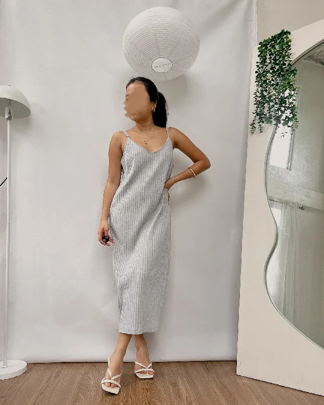 light gray ribbed knit spaghetti strap dress Tunics Luxurious high-end