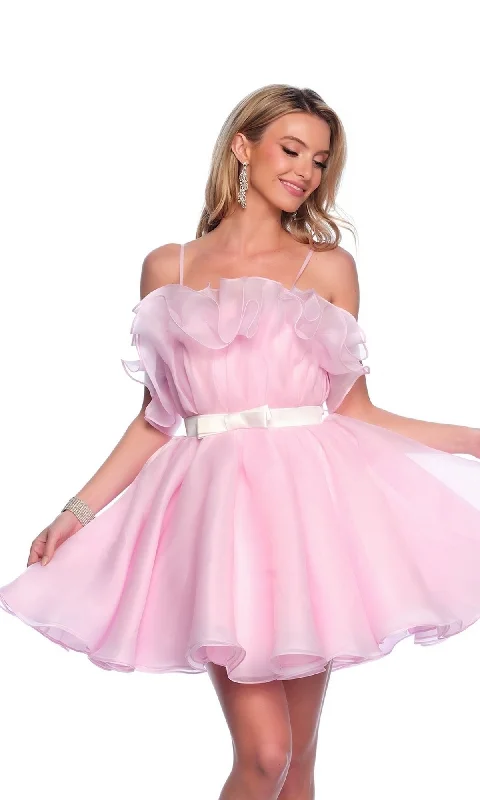 Dave and Johnny Short Pink Ruffle Hoco Dress 11730 Tunics Occasion special