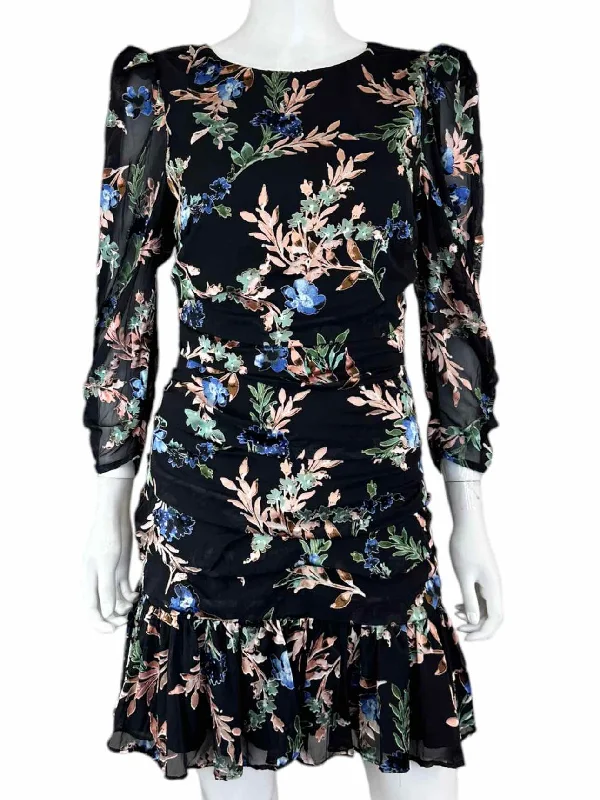 Astr Size Black Floral Cocktail Dress M Tunic Top Casual