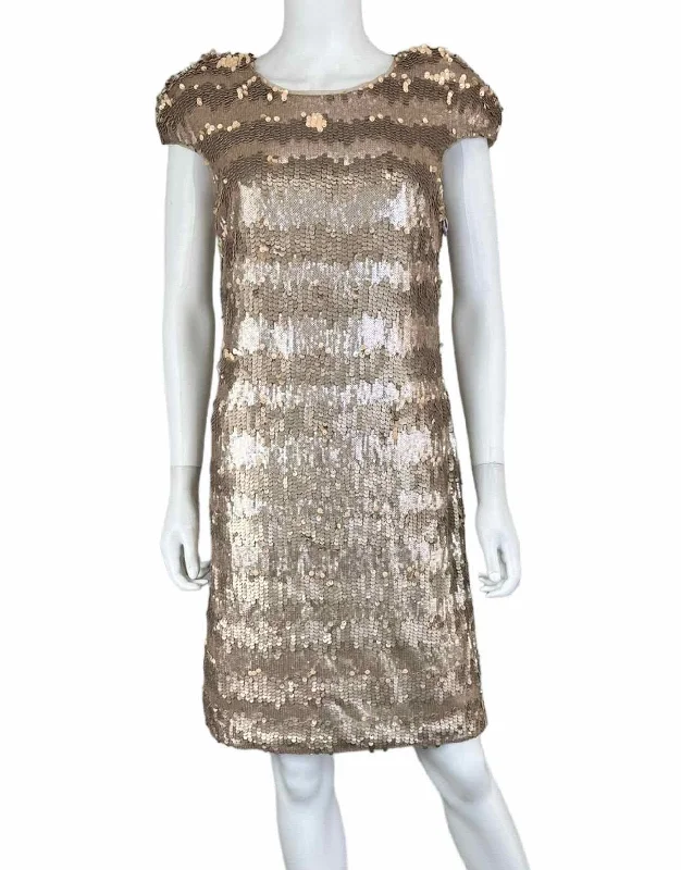VERA WANG NWT Gold Sequin Cocktail Dress Size M Tunics Versatile all-occasion