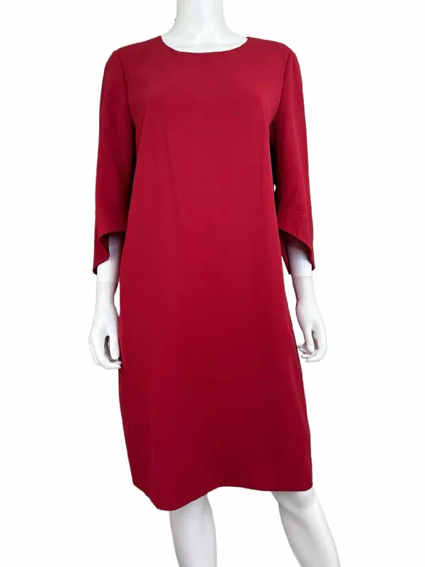 LAFAYETTE 148 NEW YORK Red Sheath Dress Size 12 Tunics Silk luxurious