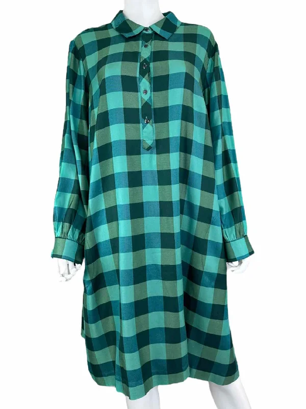 J. Jill NWT Green Plaid Dress Size XL Tunics Solid Classic