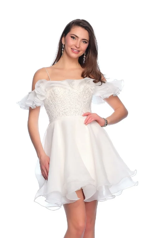 Dave & Johnny Short Ivory Ruffle Hoco Dress 11201 Tunics Bestseller popular