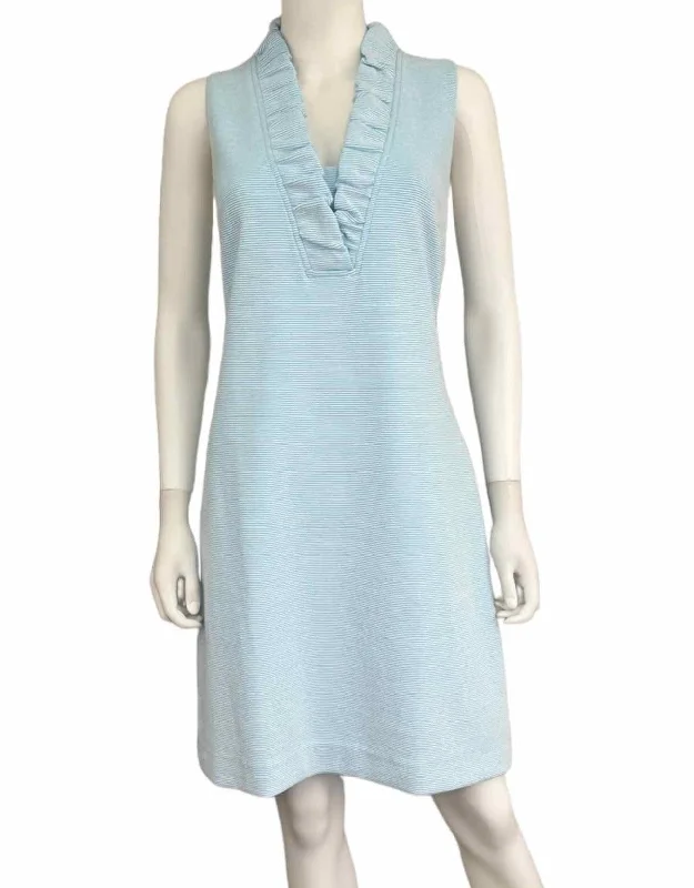 Lilly Pulitzer Blue Ruffle Trim Casual Dress Size L Floral Print girly