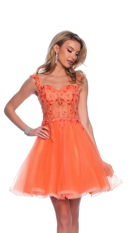 Dave & Johnny Orange Homecoming Dress 12038 empire Waist empire