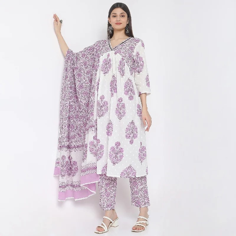 Regular Fit Printed Kurta with Pant & Dupatta Set Elegant Dress Pants