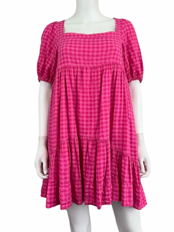 pilcro by Anthropologie NWT Pink Gingham Check Dress Size S Tunics Seasonal trendy