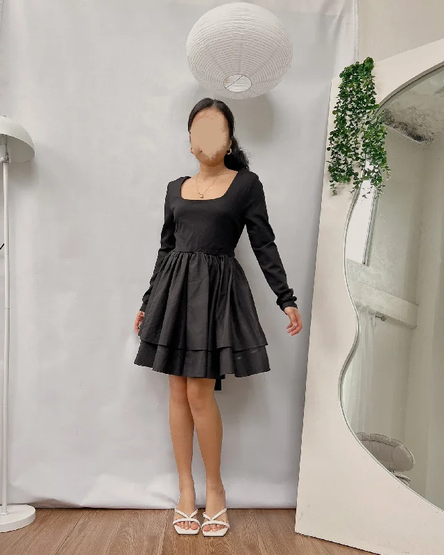 black square neck baby doll dress Tunics Sale discount