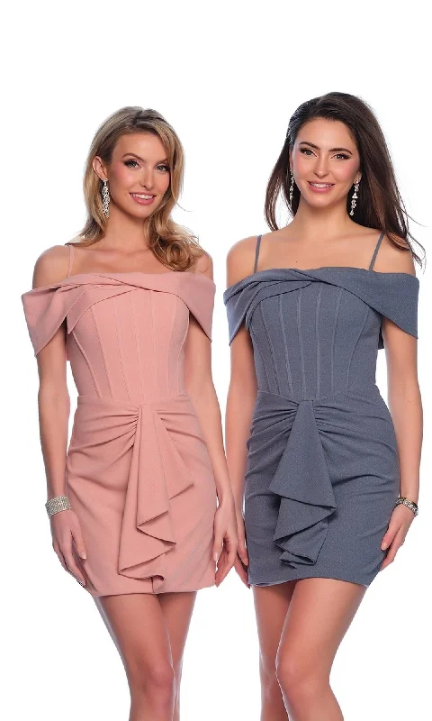 Dave & Johnny Front-Drape Short Hoco Dress 11807 Tunics Chinos classic