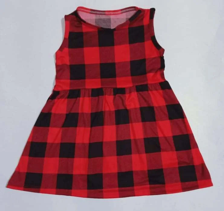 Plaid Red Kid's Dress Tunics Luxurious high-end