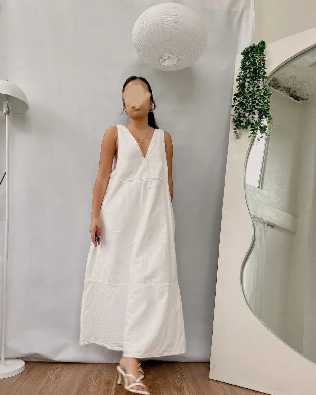 white v neck shift dress Tunics Denim casual