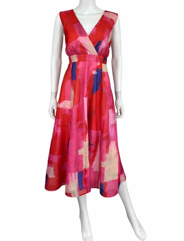 Eva Franco Pink Watercolor Dress Size LP Tunics Practical easy-care