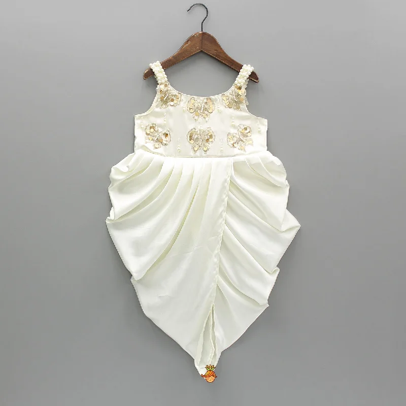 Pre Order: Embellished Pleated Dhoti Style Dress Tunics Silk luxurious