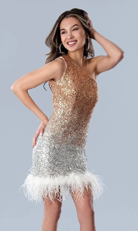 Feathered Sequin Hoco Dress: Stella Couture 23723 Tunics Fall fleece