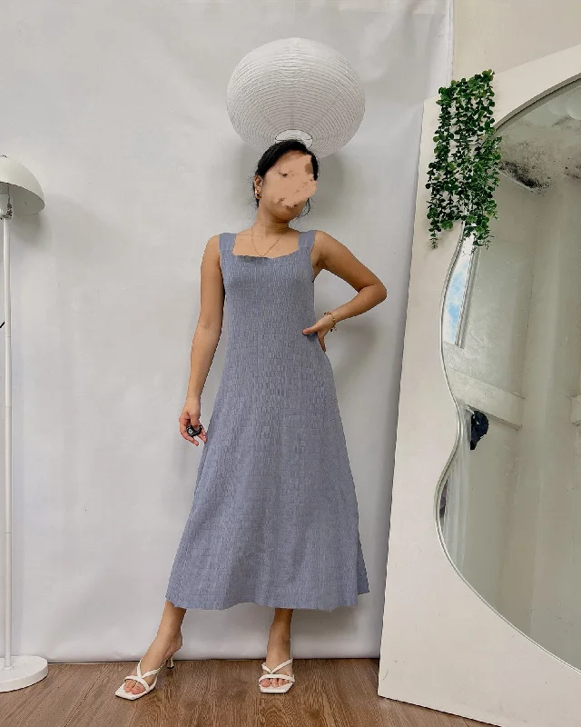 high quality blue knitted square neck dress Tunics Corduroy durable