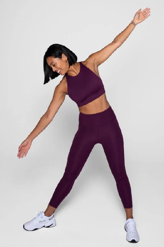 GIRLFRIEND COLLECTIVE // COMPRESSIVE HIGH RISE LEGGING - PLUM Fashionable Fitted Workout Leggings GIRLFRIEND COLLECTIVE // COMPRESSIVE HIGH RISE LEGGING - PLUM Fashionable Fitted Workout Leggings
