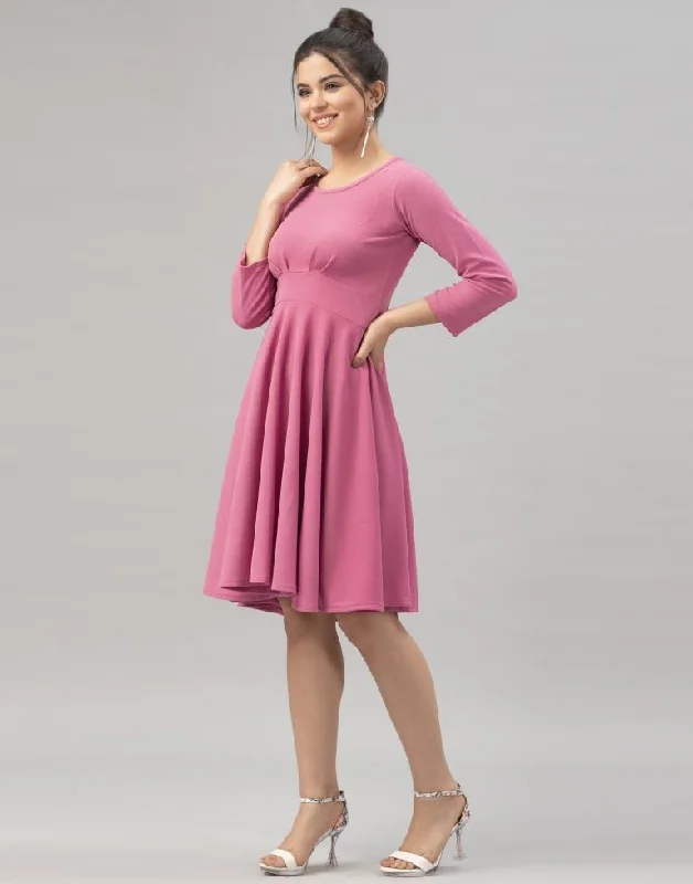 Standard Pink Coloured Knitted Lycra Dress Halter Neckline Beach