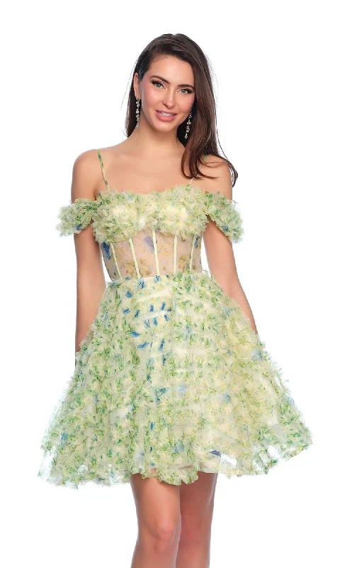 Dave and Johnny Short Green Print Hoco Dress 11767 Tunics Travel practical