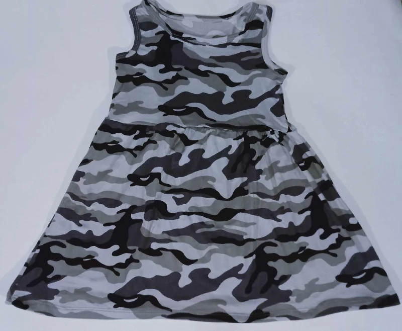Camouflage Gray Kid's Dress Maxi Flowy Bohemian