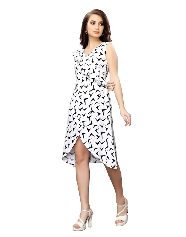 Rust Coloured Printed Crepe Dress Tunics Stylish elegant