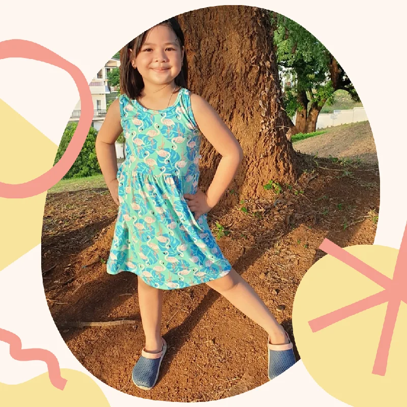 Flamingo Teal Kid's Dress Tunics Trendy modern
