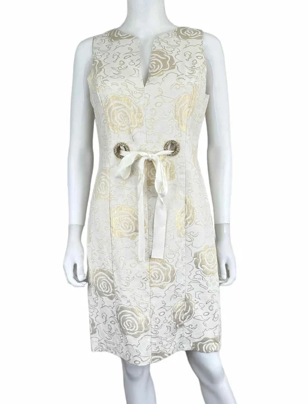 VERTIGO PARIS NWT Gold Brocade Cocktail Dress Size S Tunics Spring floral