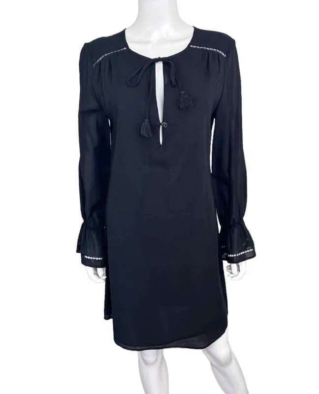 TRINA TURK Black Eyelet Trim Dress Size M Tunics Formal black