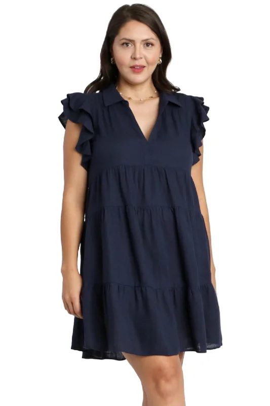 On The Go Ruffle Sleeve Dress, Navy Tunics Custom made