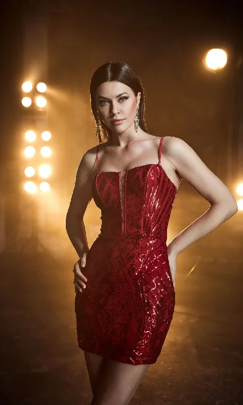 Red Sequin Homecominng Dress: Aerie Couture 808 Tunics Mesh breathable