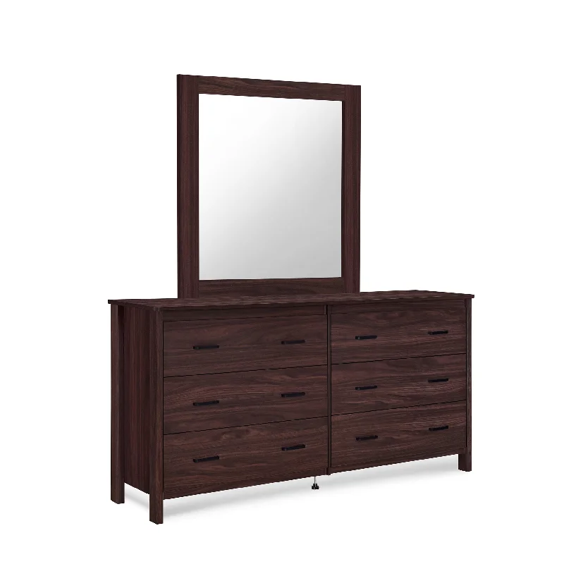 Contemporary 6 Drawer Vanity Dresser with Square Mirror - NH119413 Tunics Ceremony elegant