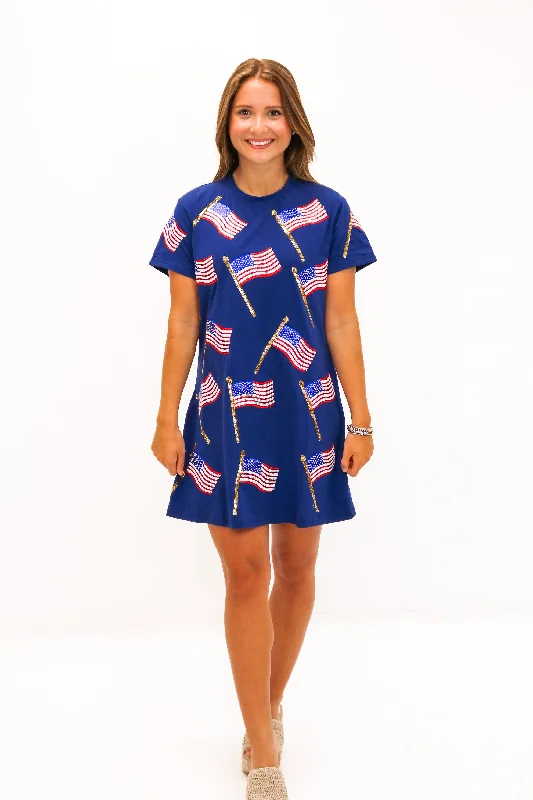 Navy Flag Tee Dress Tunics Handmade artisanal