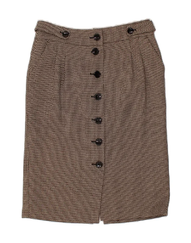 ESCADA Womens Straight Skirt EU 38 Medium W28  Black Chevron Wool asymmetrical skirt cut
