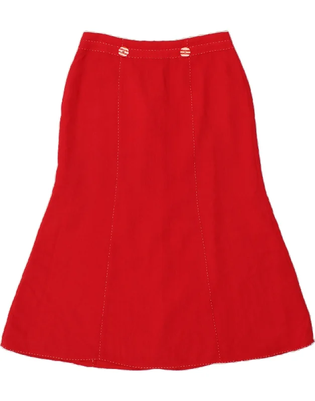 VINTAGE Womens Trumpet Skirt UK 12 Medium W32  Red Rayon cashmere skirt fine
