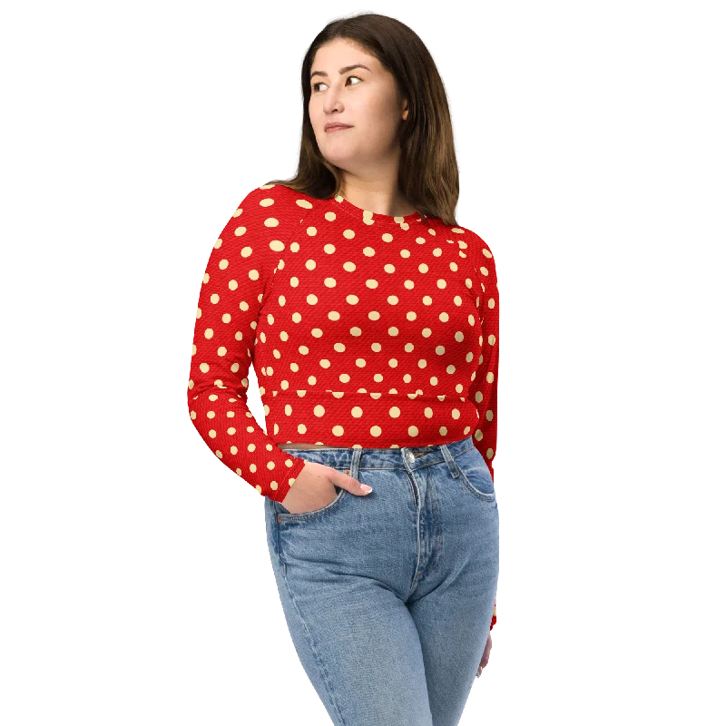 Recycled long-sleeve crop top Elegant Classic Vintage