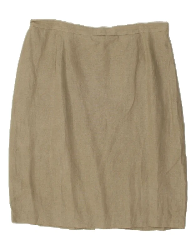 LUISA SPAGNOLI Womens Straight Skirt IT 52 2XL W36  Beige Linen cashmere skirt plush